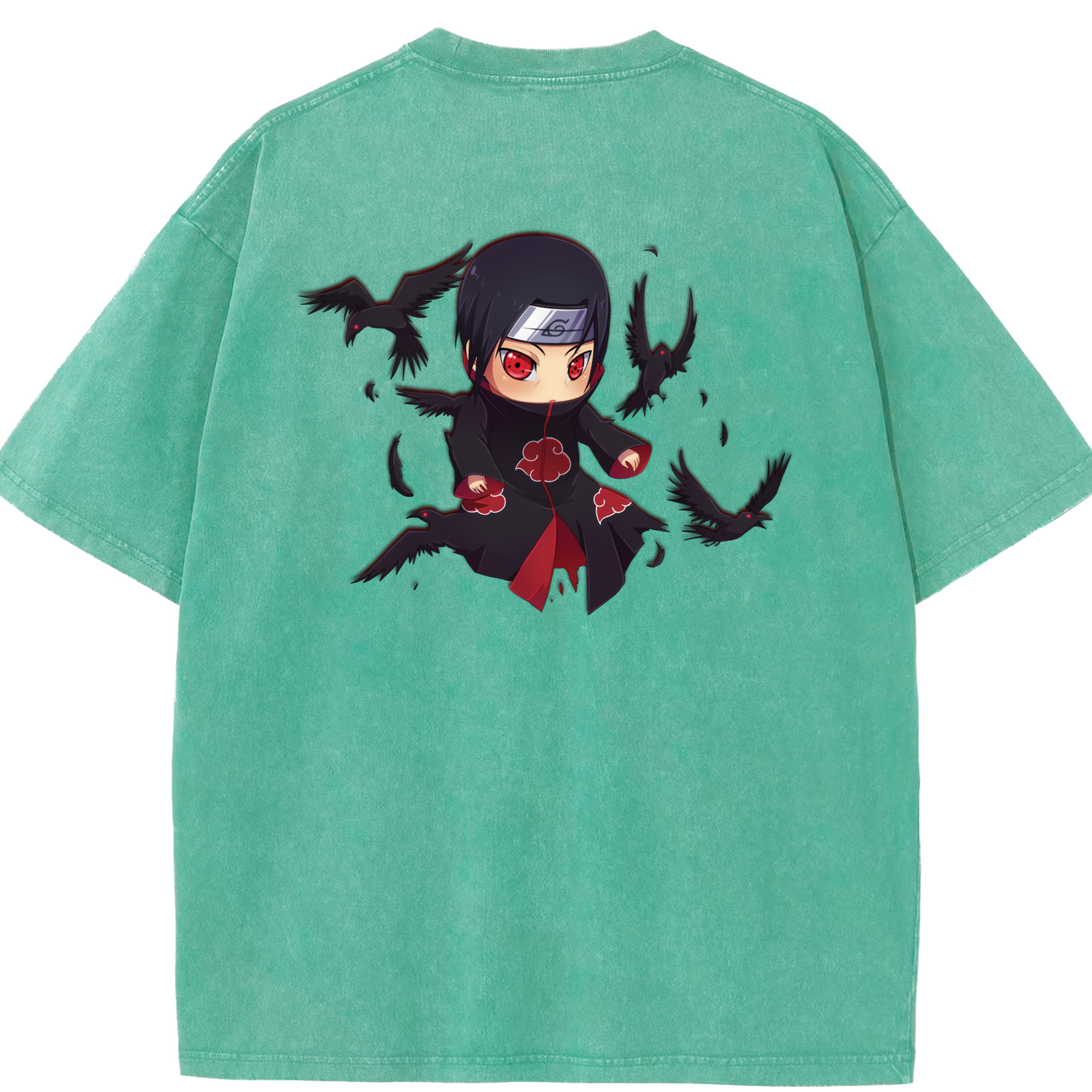 （画像用） NARUTO -ナルト- うちは イタチ Uchiha Itachi 綿100% ヴィンテージ風 半袖Tシャツ（背面プリント）